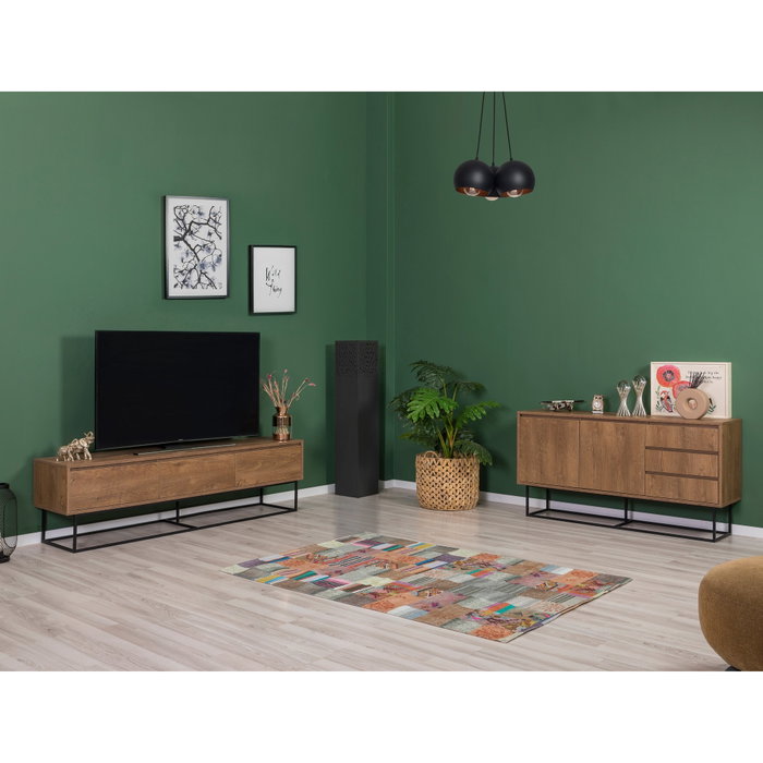 Hanah Home Laxus Takım 20 Juego de Muebles para Sala de Estar Nogal y Negro